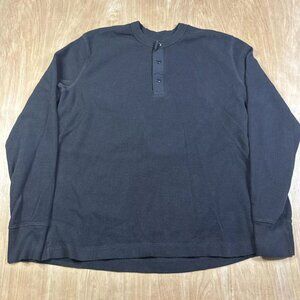 Buck Mason “Vintage Thermal Henley” Size Large Black Long Sleeve Henley